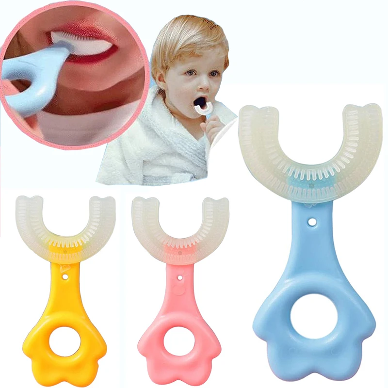 

Зубная щетка силиконовая в форме буквы U для детей, с поворотом на 360 градусов