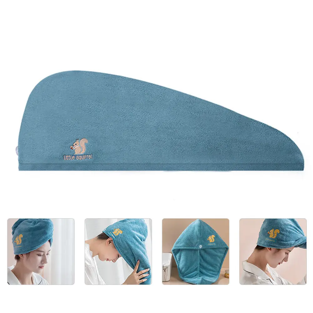 

1PC Thickened Shower Cap Headcloth Coral Fleece Drying Hair Cap (Blue)