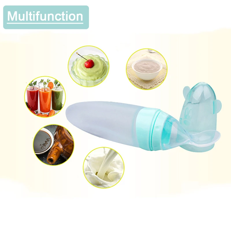 

90ml squeezable rice paste feeder rice paste bottle baby feeding spoon rice paste spoon silicone food supplement tableware