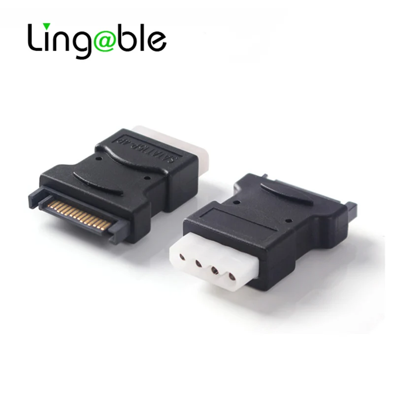 Переходник Lingable SATA со штекером на гнездо 15P Molex 4P|Компьютерные кабели и разъемы| |