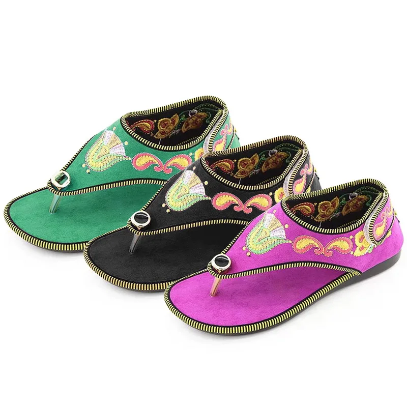 

2021 New Arrival Women Sandals Fashion Shoes Women Summer Style Plus Size Shoes Flats Flip Flops Women's Ethnic style flip flops