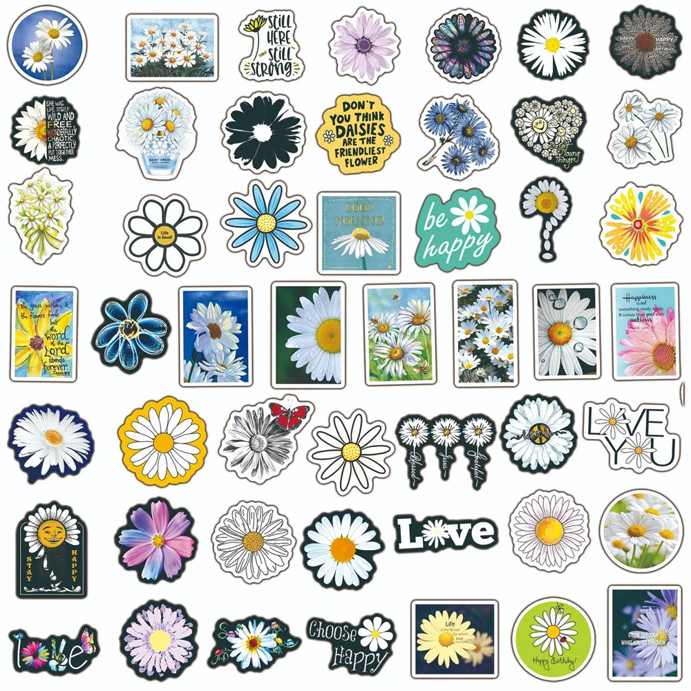 10/30/50PCS Small Fresh Daisy Graffiti Stickers Water Cup Luggage Hand Account Refrigerator Car Decoration Wholesale | Игрушки и хобби
