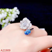 kjjeaxcmy fine jewelry 925 sterling silver inlaid natural topaz female ring support detection luxury