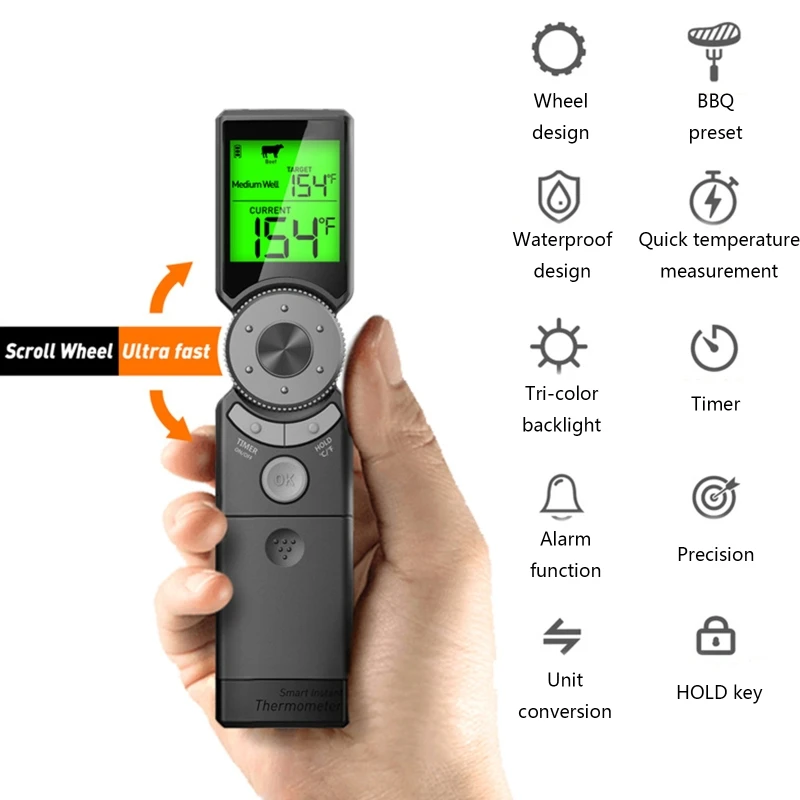 

Instant Read Digital Kitchen Food Meat Thermometer for Cooking BBQ Baking IP65