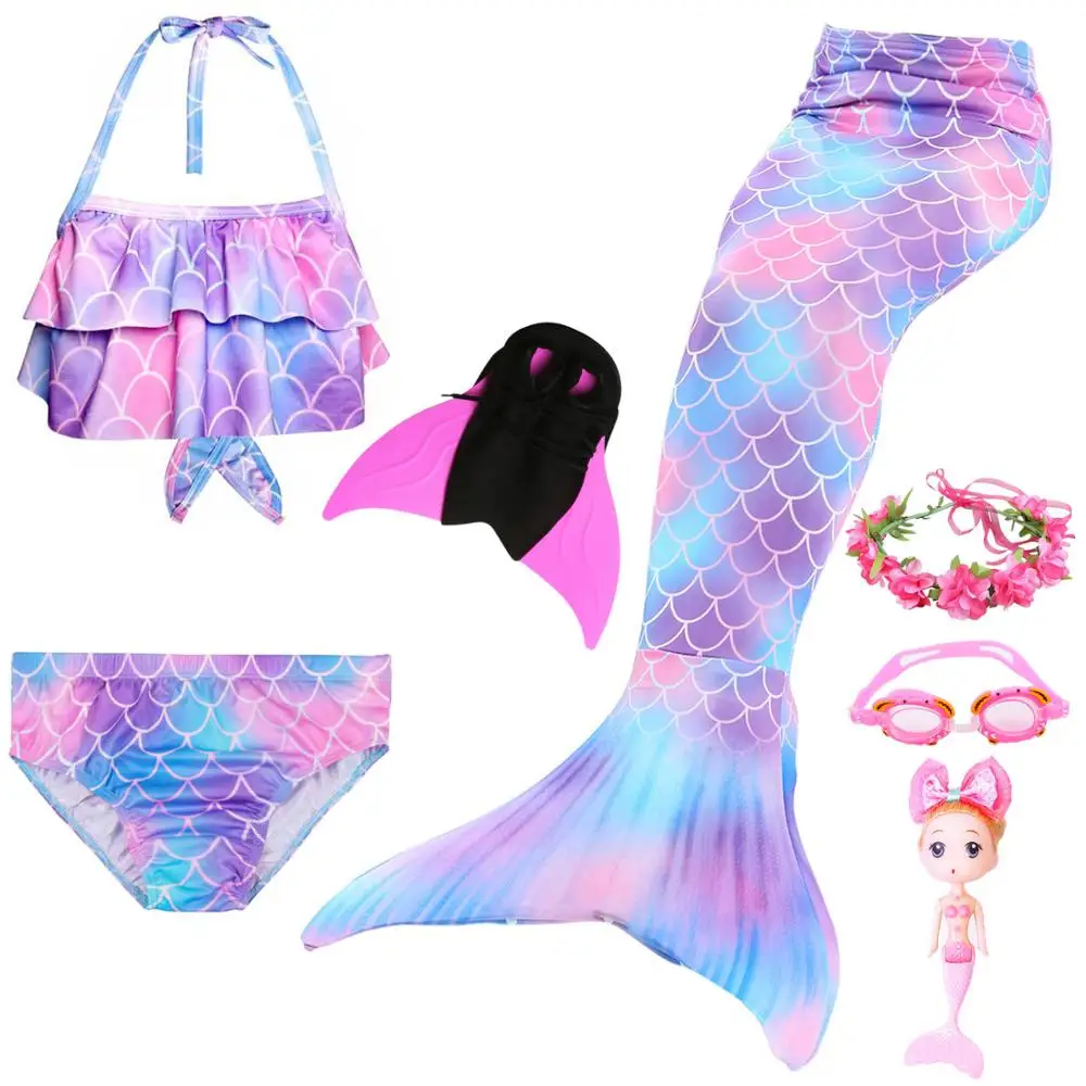 Детский купальный костюм с хвостом русалки летнее бикини платье для девочек