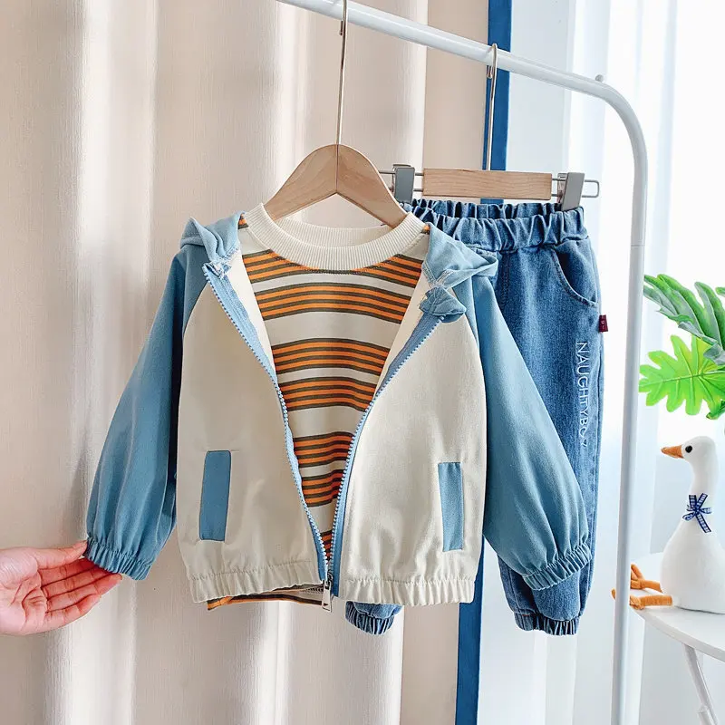 

New Spring Children Casual Clothes Baby Boys Girls 3D Cartoon Jacket T Shirt Pants 3Pcs/Sets Kids Infant Tracksuit 0-5 YEARS