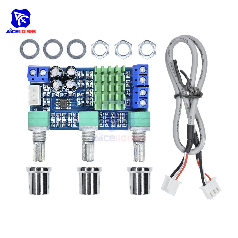Двухканальная цифровая аудиоплата diymore XH M567 DC 12 24 В 80Wx2 TPA3116D2 регулировка высоких