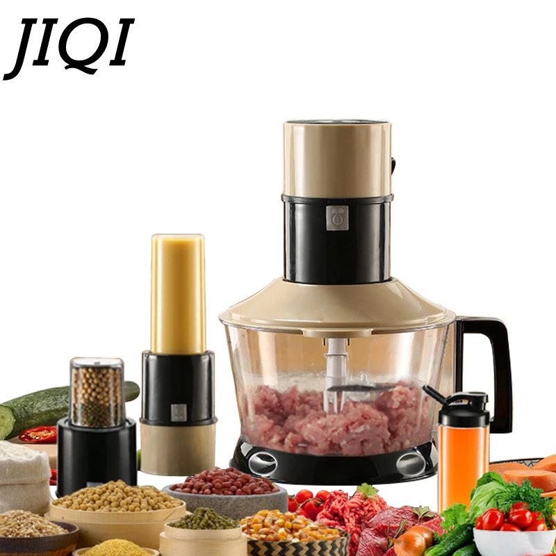 JIQI многофункциональная мясорубка, измельчитель, соковыжималка, шлифовальная машина, автоматический миксер, соковыжималка для фруктов, овощей, кухонный комбайн