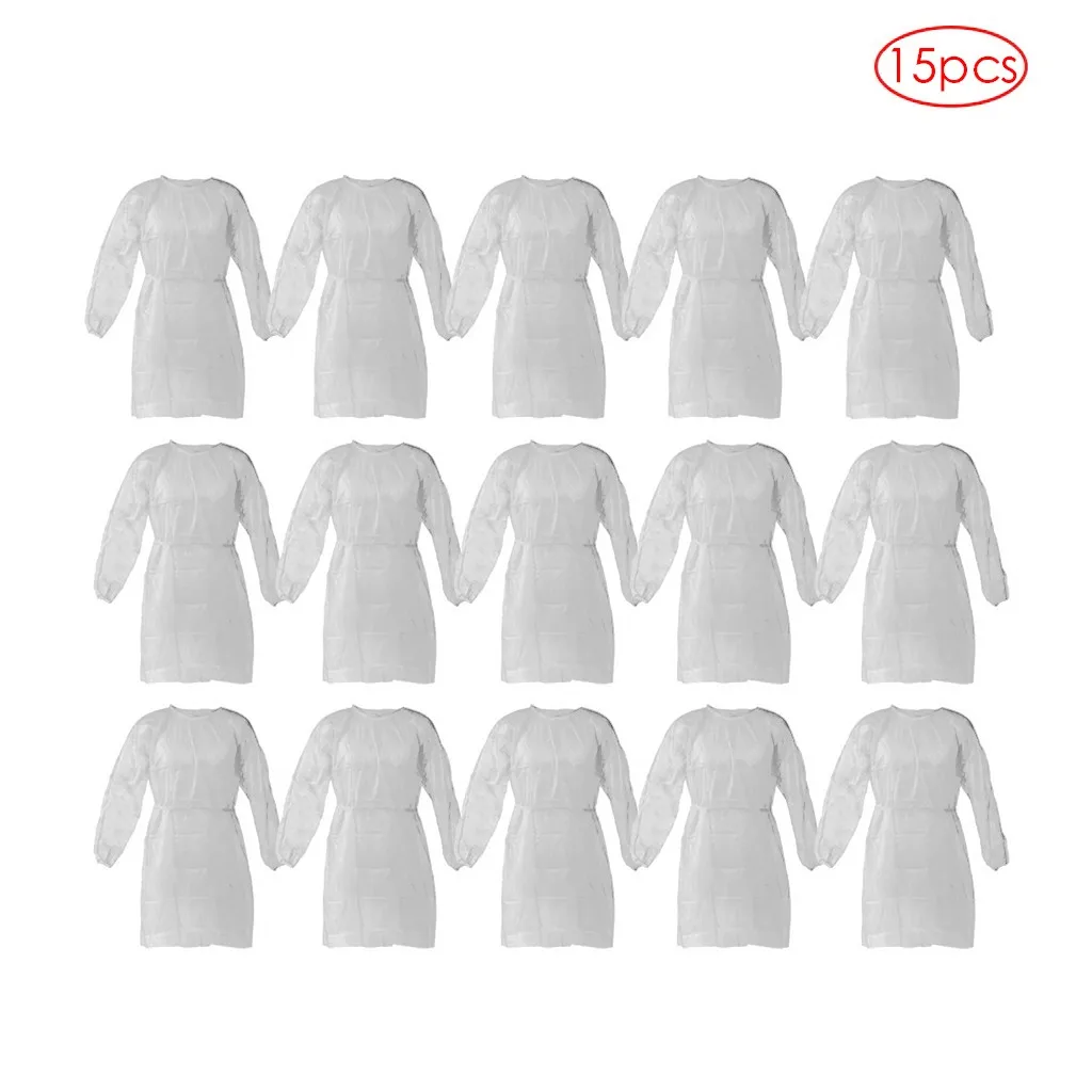

15PCS Unisex Disposable Protective Isolation Clothing Anti Spitting Stain Outdoor Long Sleeve Protective Suit Fast Delivery A50