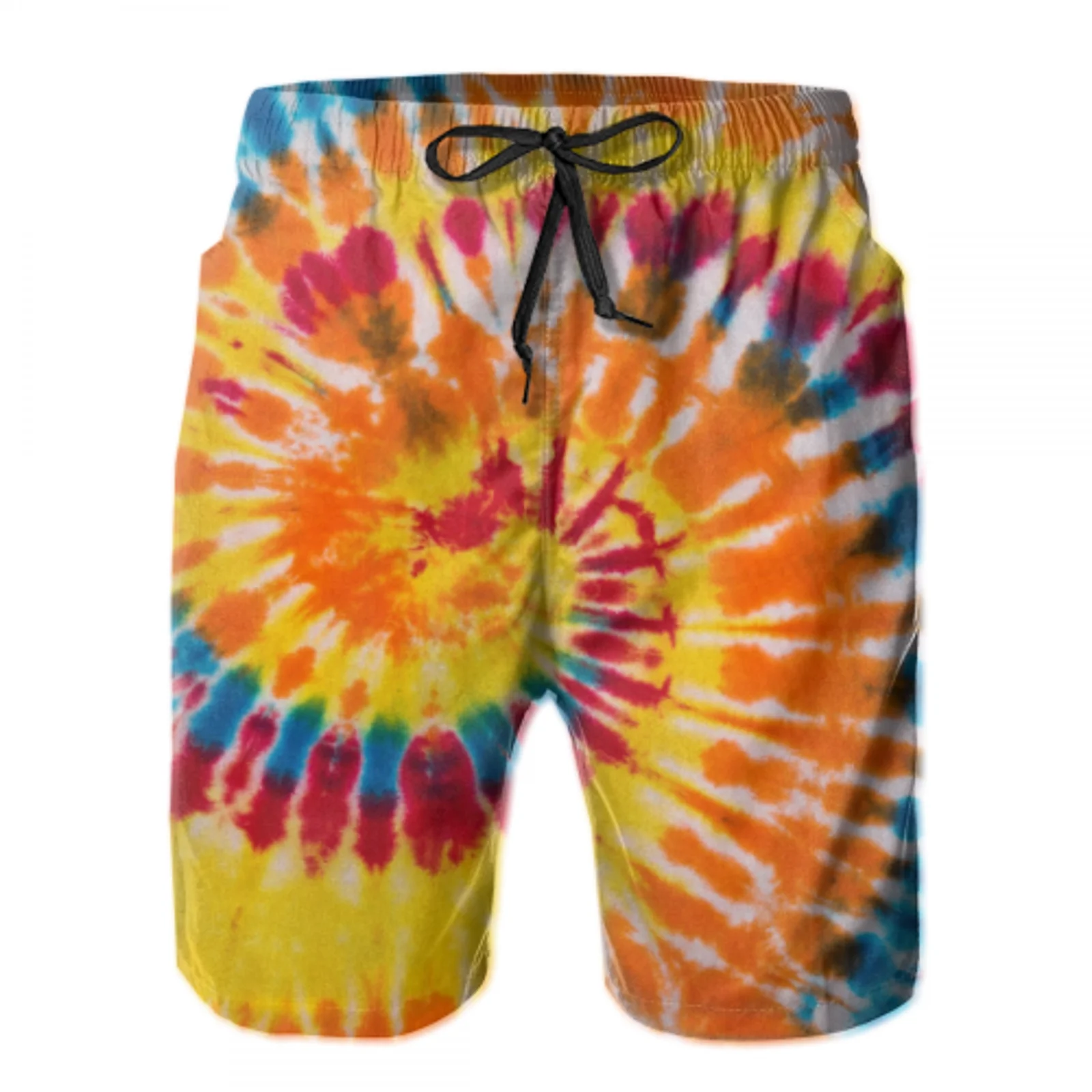 

Summer Loose Men's Beach Shorts Surfing Running Beach Wear Tie-dye Colorful Quick Dry Leisure Beach Pants Mesh Lining Swimwear