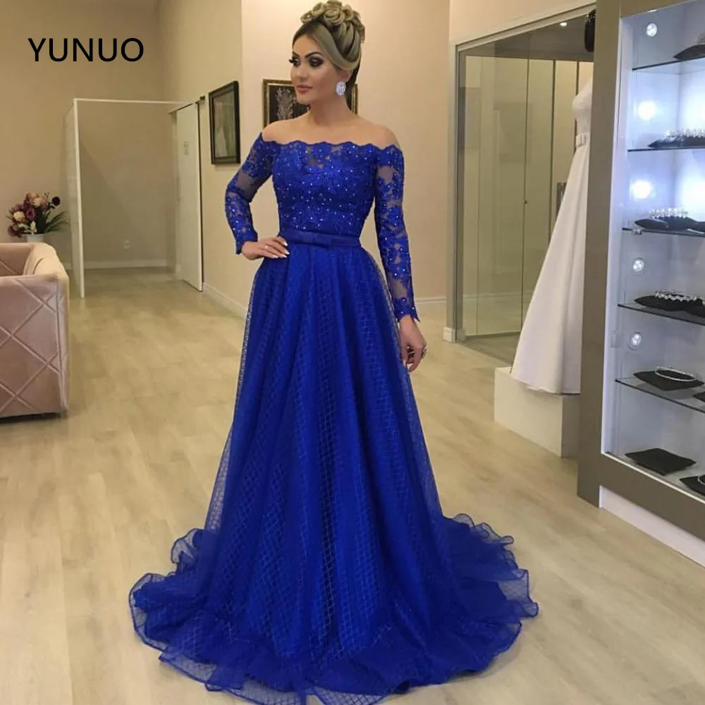 YUNUO бальное платье с открытыми плечами и длинными рукавами платья для выпускного