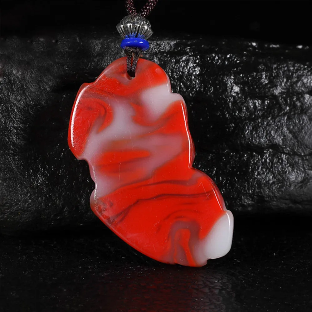 Китайский натуральный красный и белый нефрит искусственный ручная работа