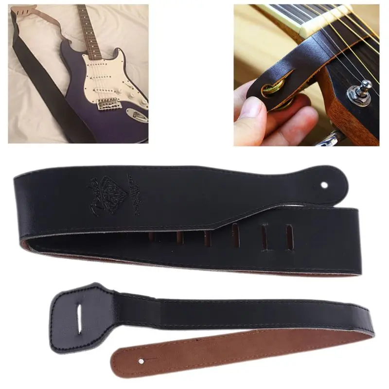 

Adjustable Soft PU Leather Thick Strap For Electric Acoustic Guitar Bass Black