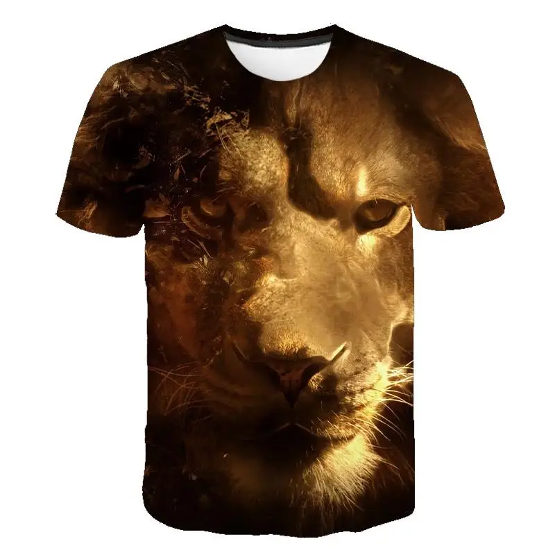 

2021 Summer New Style 3D Printing Lion Men's And Women's Casual T-Shirt Fashion Trend Young Handsome T-Shirt Top 100-6XL