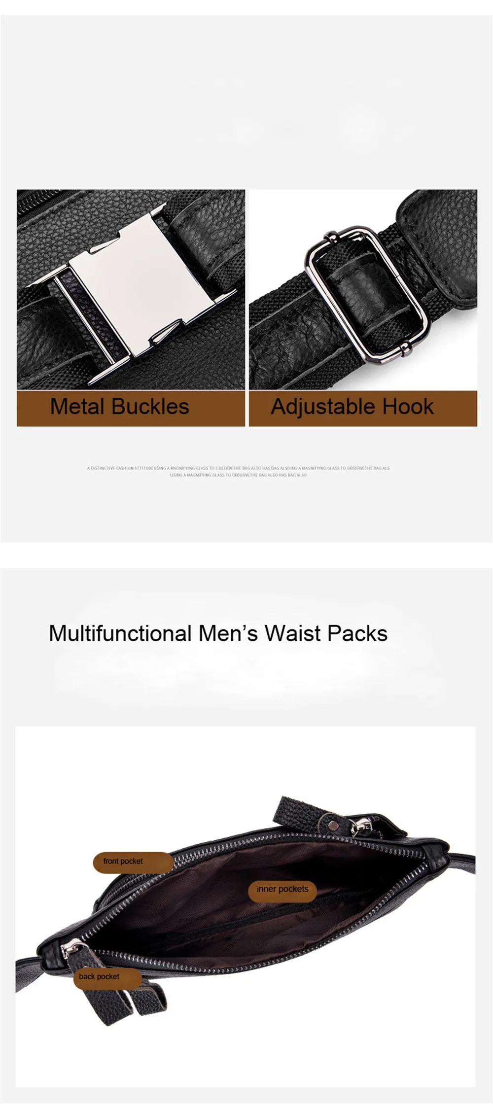 Genuine Leather Bags Belt Messenger Bag Men Small Waist Hip Bag for Man Waist Packs Pouch Men's Crossbody Bags 91126