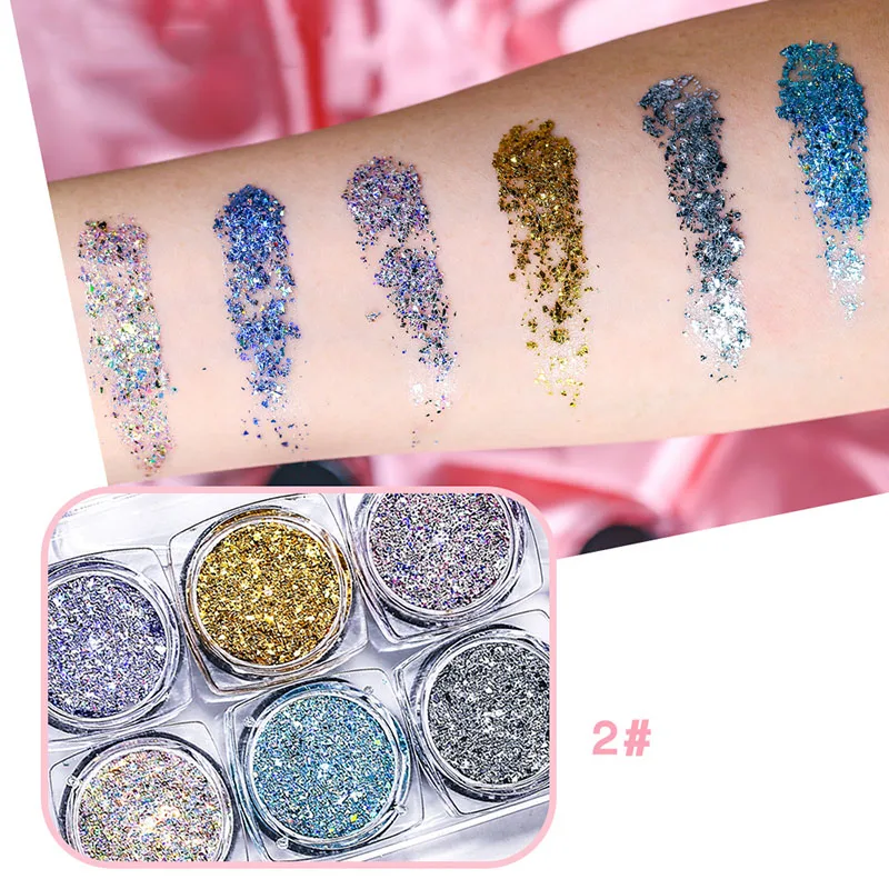 6 цветов/набор блестящие тени для век пудра гель блестки жемчужная мигающие