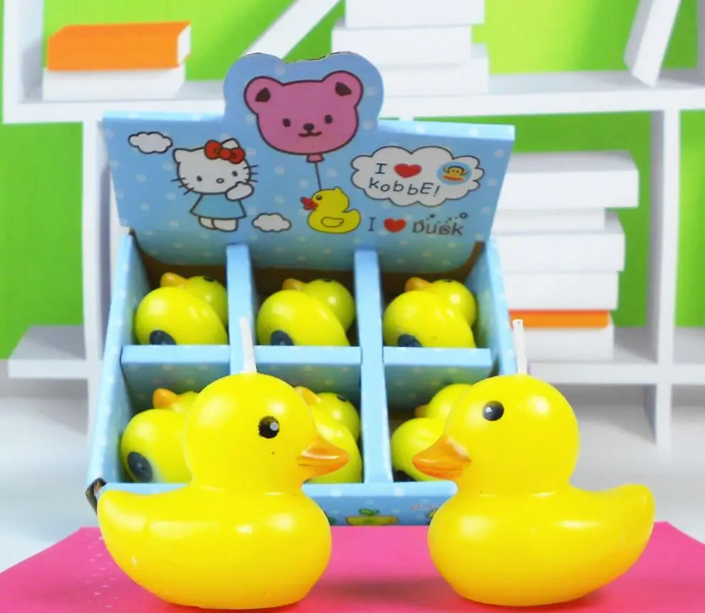 

12 шт. Милая свеча в виде утки для свадьбы, детского дня рождения, сувениры, подарки, сувениры в упаковке из ПВХ