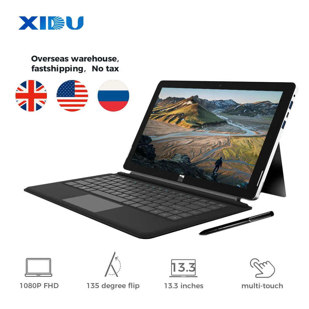 XIDU ноутбук PhilPad 13," компьютер 2 в 1 планшет сенсорный экран ультра ноутбук окно 10 планшетный ПК четырехъядерный ноутбук компьютер MiniPc