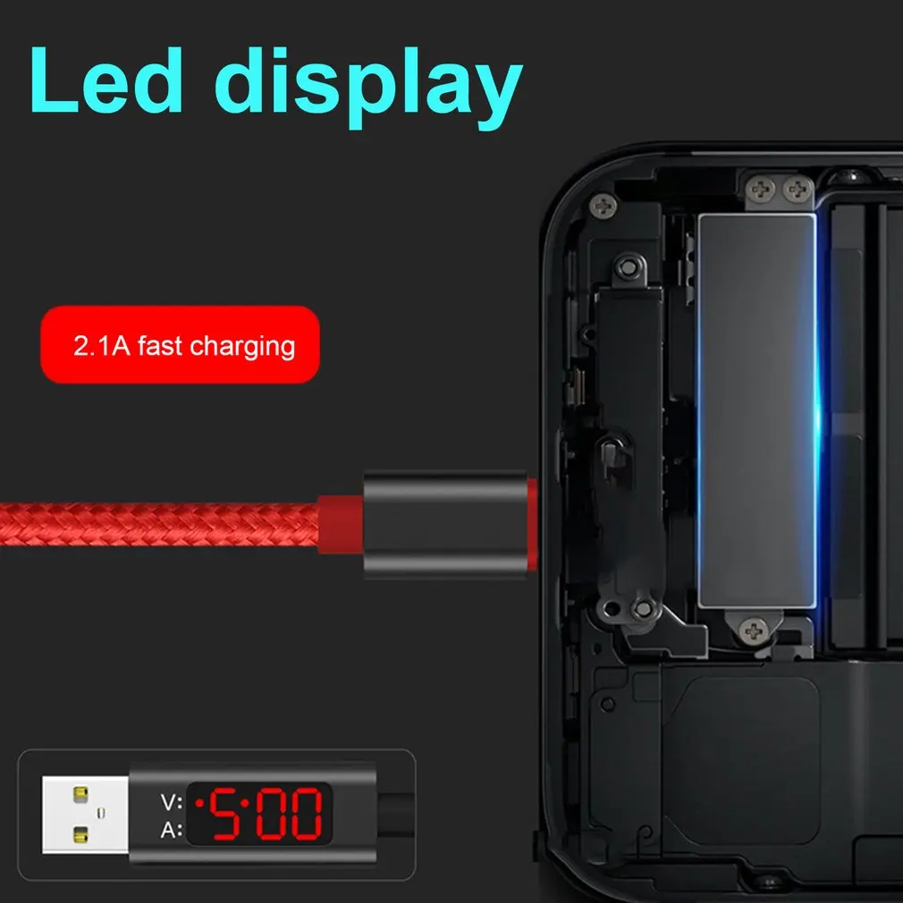 USB Data Cable Micro for Iphone Type-C with LED Display Smart Charging Protection Cellphone Powerbank Charger Tester Line | Электроника