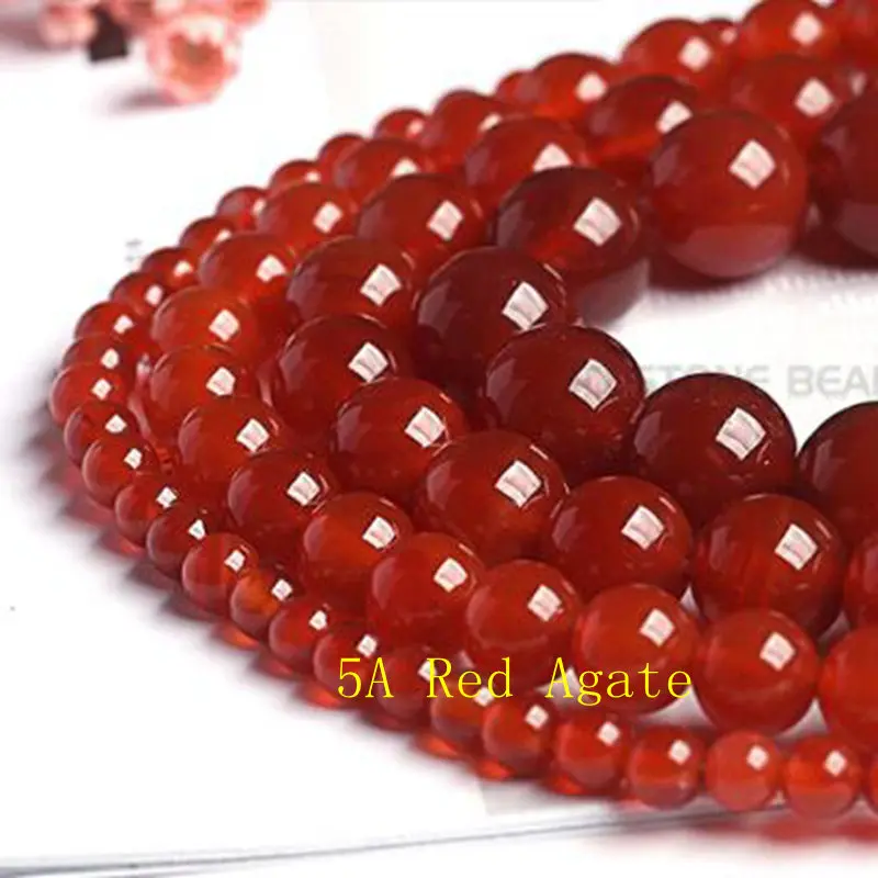 Высокое качество Гладкий Круглый натуральный красный камень Агаты