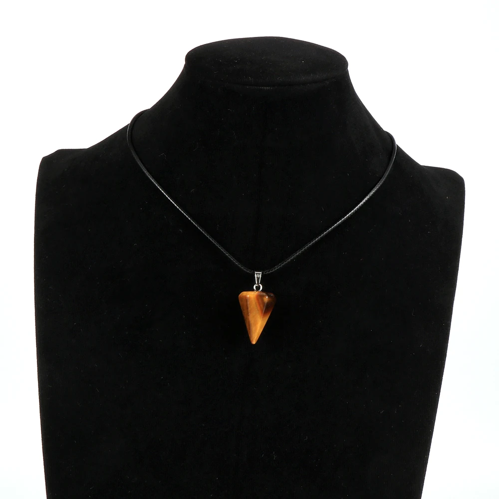 Женское Ожерелье из натурального камня с кристаллами коническая подвеска опал