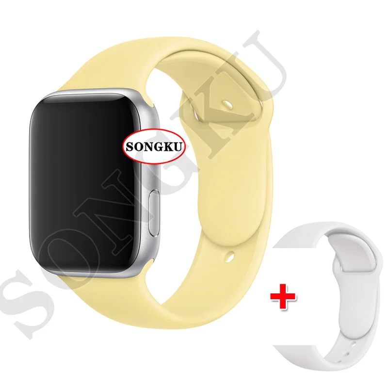 S Yellow and White SONGKU IWO 12 часы серии 5 1:1 умные часы 40 мм 44 мм Bluetooth часы для apple iPhone Siri Android телефон цветной ремешок - Цвет: S Yellow and White