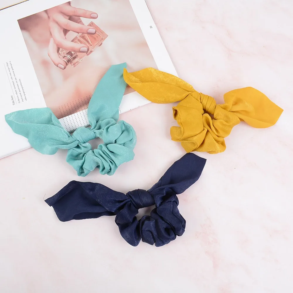 Однотонные резинки для волос с бантом эластичные женский головной убор девочек
