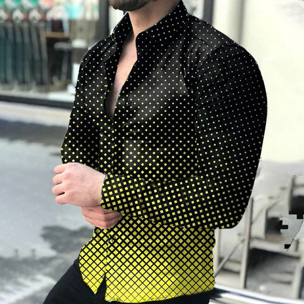 ZOGAA Men's long-sleeved 3D printed long-sleeved shirt