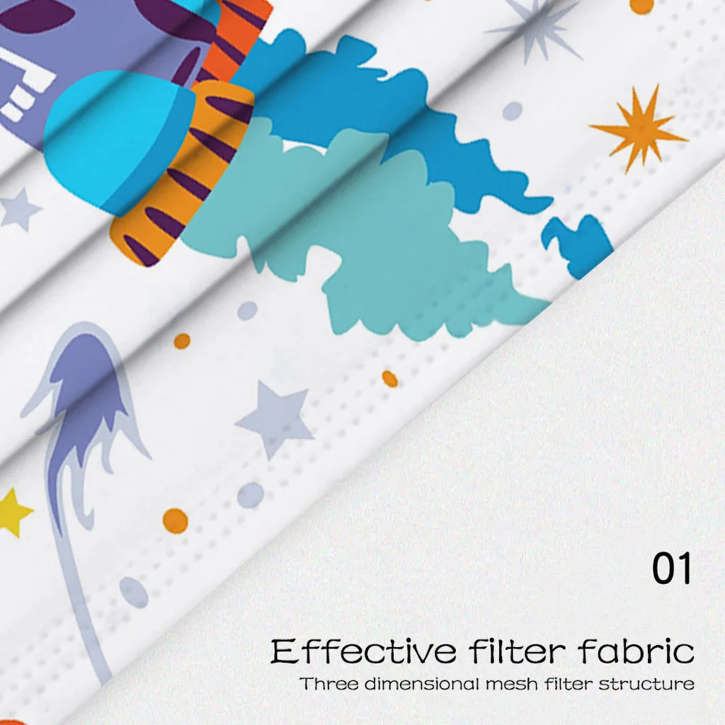 

50pc Children Cartoon Face-masks Disposable Mascherine 3 Layers Mascarillas De Tela Breathable Halloween Cosplay Masker