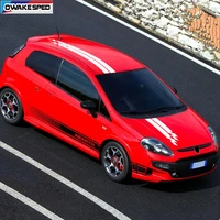 racing sport styling stripes car hood tail decor sticker auto body customized decal for fiat punto exterior accessories