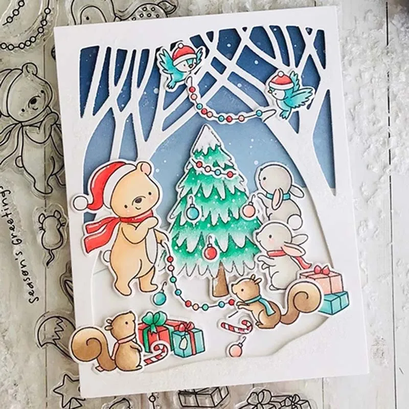 Рождественская елка металлический Трафаретный вырубной штамп и прозрачные