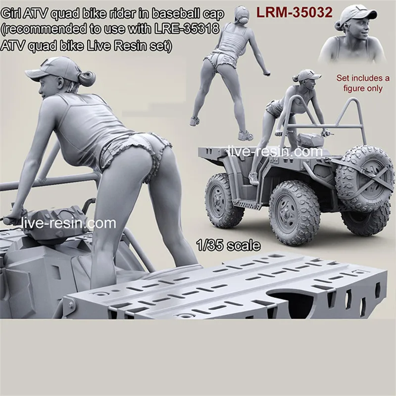 Resin Figure 1/35 Scale Model Kit Female Rider In A Baseball Cap Assembly Models Colorless Self-Assembled Toy No.460 | Игрушки и хобби