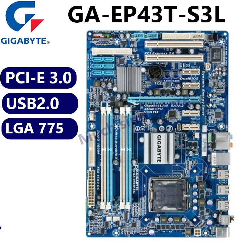 GIGABYTE GA EP43T S3L P43 100% оригинальная материнская плата LGA775 DDR3 16 ГБ для Intel настольная SATA