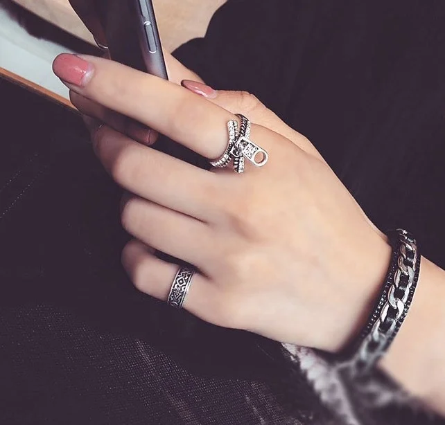 Указательное кольцо Ювелирное ретро циркон на молнии кольца для женщин