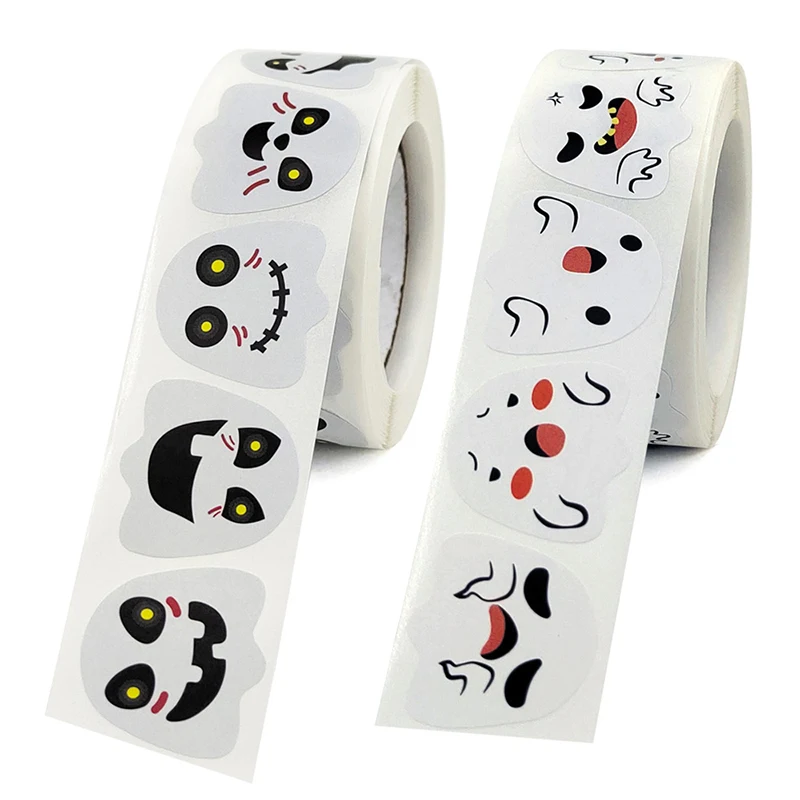 

New Hot 500Pcs Halloween Ghost Sticker Toy Gift Sealing Stickers Labels Baking Wedding Decoration Party Decoration Stickers