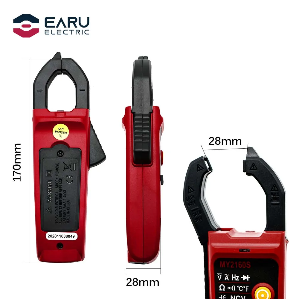 Digital Clamp Meter AC DC Current Voltage Ampere Resistance NCV Oh Tester Ammeter Voltmeter Multimeter Electrician Tool True RMS