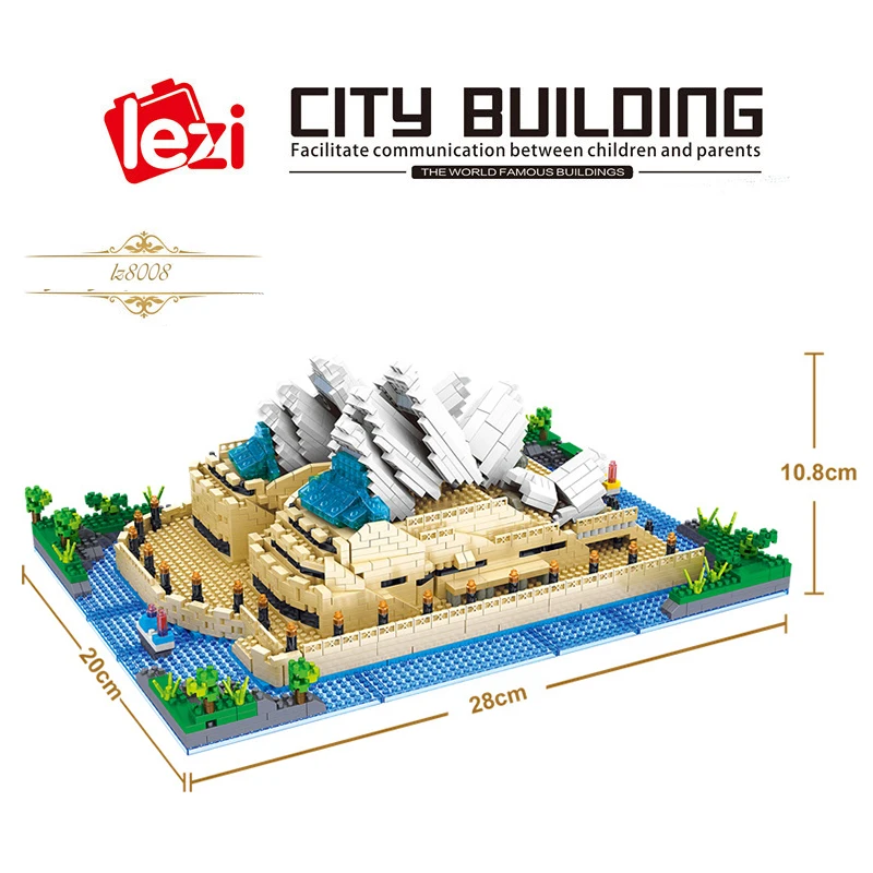 

2552pcs Famous Building Sydney Opera House Model Building Block DIY City Street View Miniature Small Particle Building Block Toy