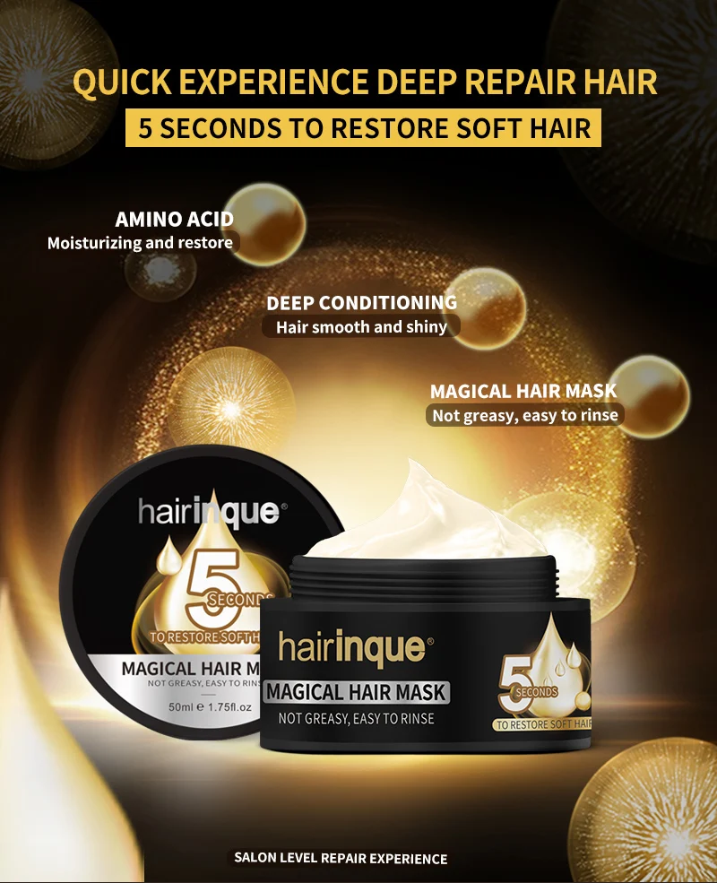 HAIRINQUE волшебная маска для волос увлажняющая питательная 5 секунд восстановление мягких волос поврежденные Reapir кератин Уход за волосами и кожей головы