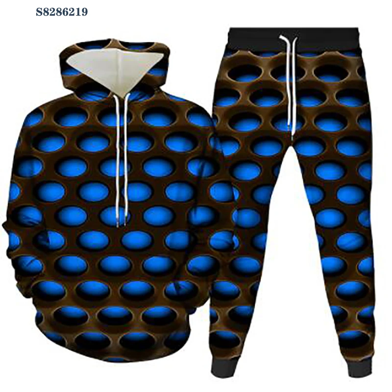 

Blue Honeycomb Body Men’s Pants 3D Printing Hoodie Sweatshirt Set Unisex Streetwear Hooded Men’s Suit Men’s Casual Sportswear