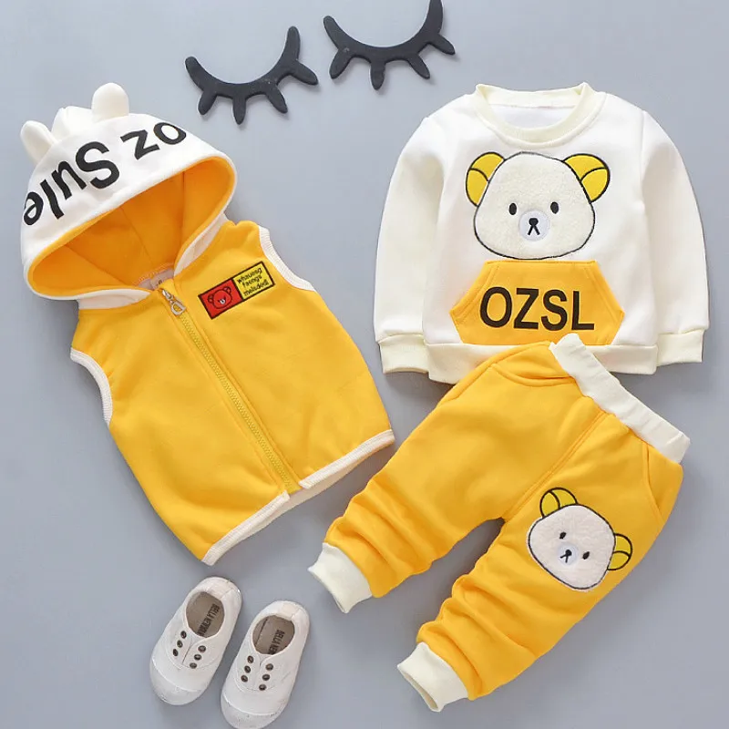 Для маленьких мальчиков и девочек Рождественский комплект теплая осенняя одежда