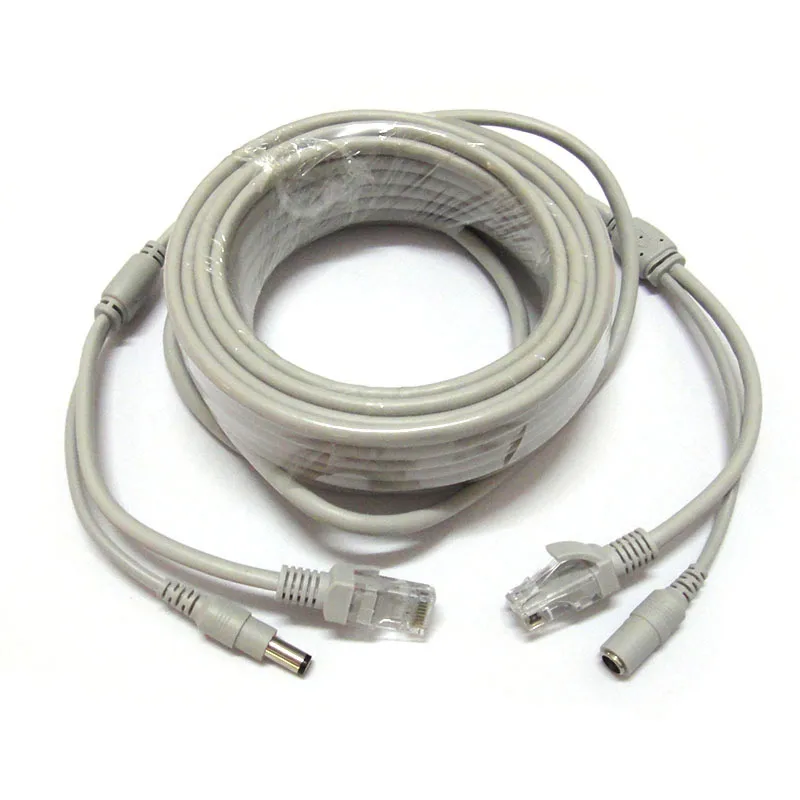 15 м 50 футов Ethernet кабель RJ45 + 12 В DC мощность CAT5/5e Расширение CCTV сетевой Lan для ip