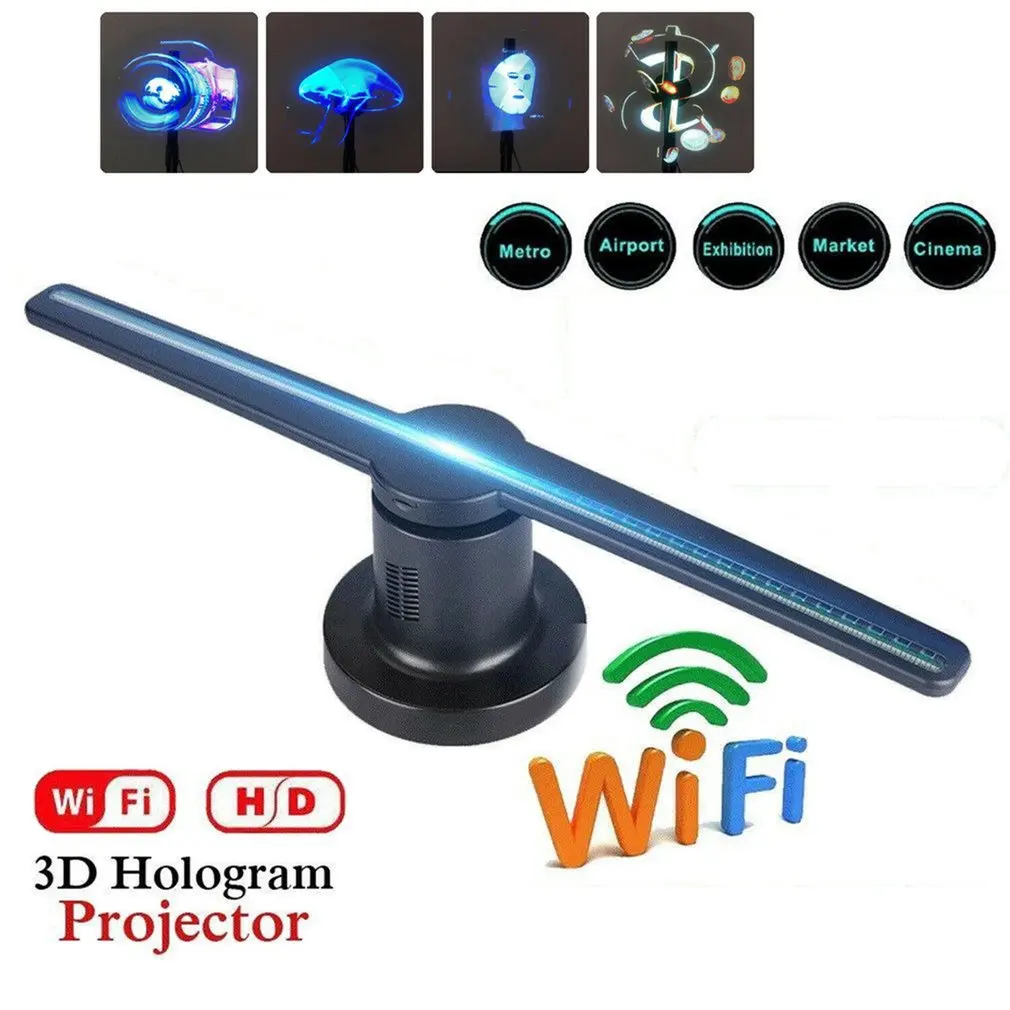 3d Fan Hologram Projector Wall-mounted Wifi Led Sign Holographic Lamp Player Remote Advertising Display support Images and video