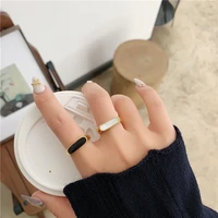 high quality gold plated finger rings minimalist stainless steel white black seashell rings for women girls trendy jewelry gift