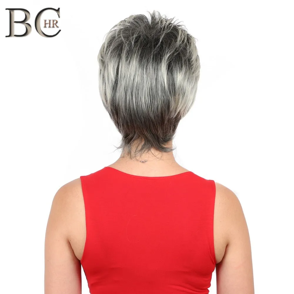 Парик BCHR для женщин короткие синтетические волосы с эффектом омбре темными
