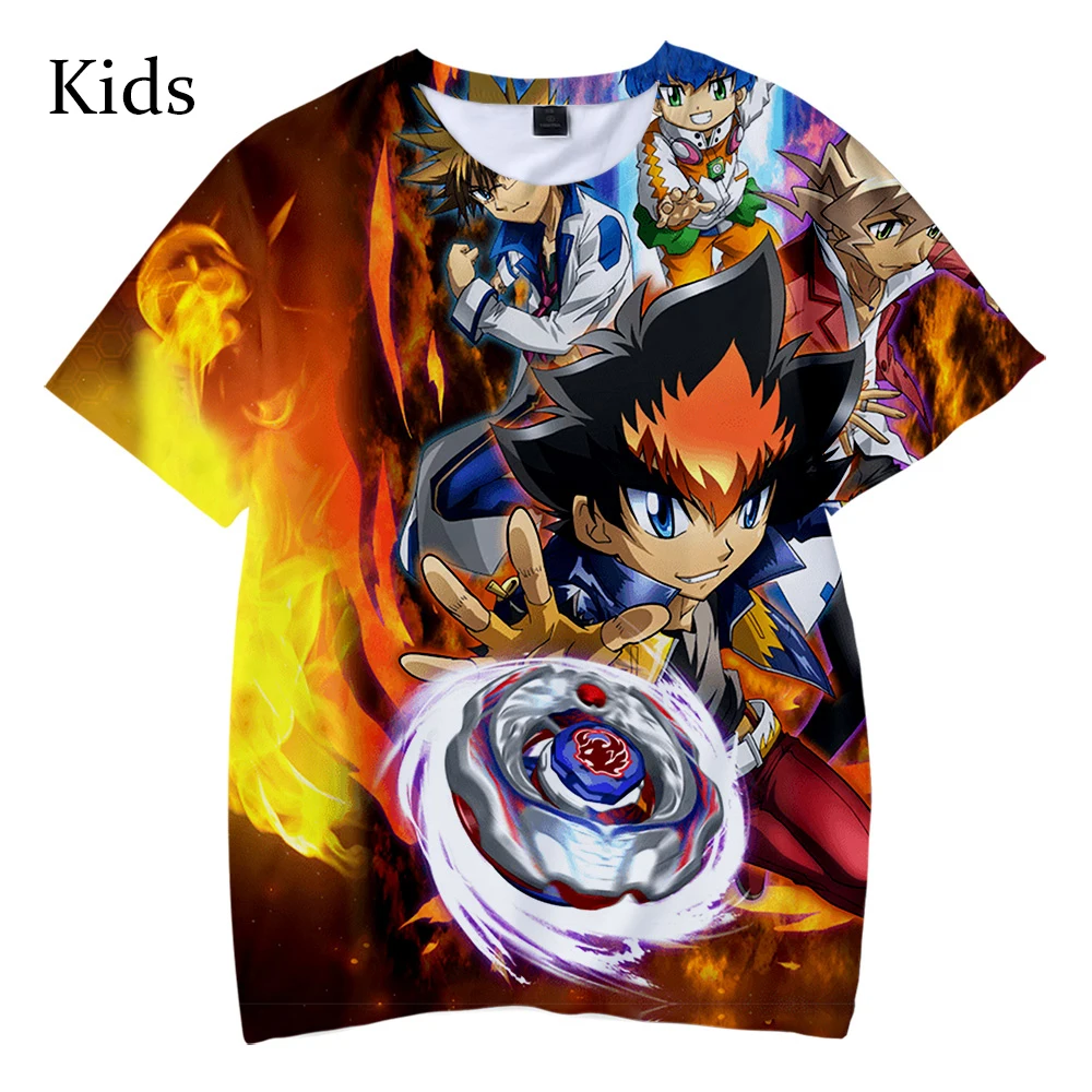 Летние 3D Beyblade Burst Эволюция футболка для мальчиков и девочек с принтом бейблэйд