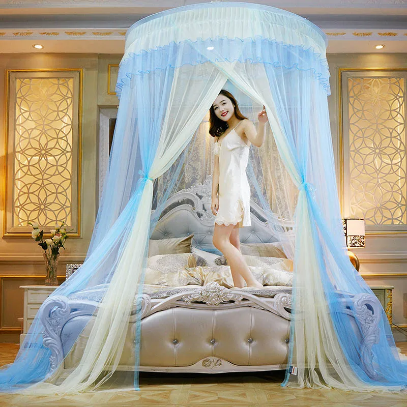 

Round Lace Curtain Dome Princess Queen Canopy Mosquito Nets High Density Princess Bed Nets YE-Hot