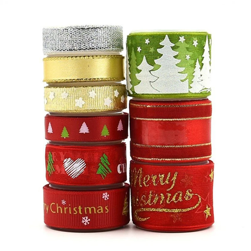 Широкие звезды Рождественская елка печатная Grosgrain лента для волос