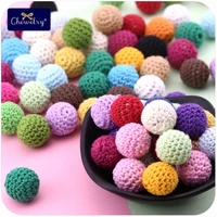 50pc 20mm crochet beads wooden teething baby diy pacifier clips newborn nursing accessory natural teething grasping gifts