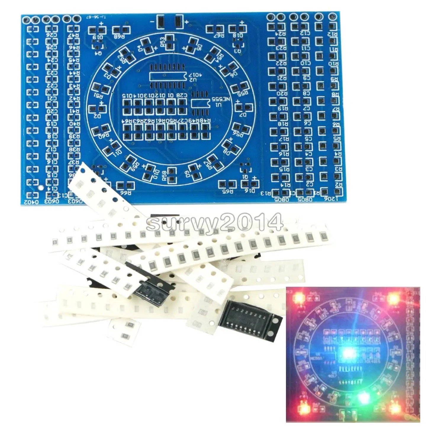 CD4017 вращающаяся светодиодная SMD NE555 паяльная тренировочная доска набор сделай