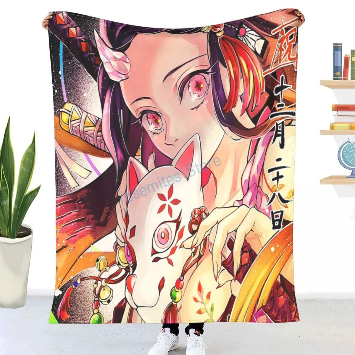 

Kamado Nezuko Throw Blanket Winter flannel bedspreads, bed sheets, blankets on cars and sofas, sofa covers